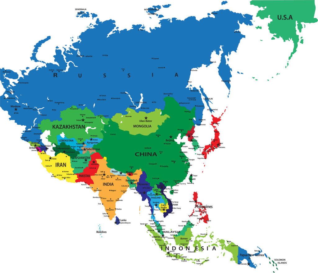 Political map of Asia - Jojoba-Valley